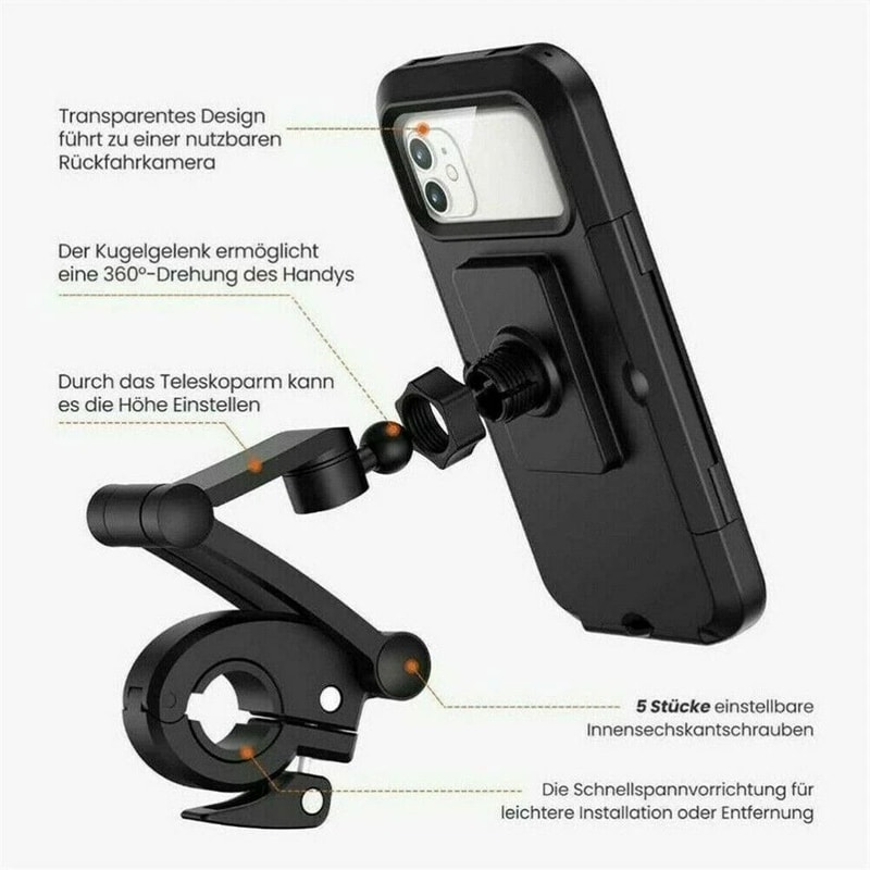 Motorcycle Handlebar Phone Mount With Waterproof Case For IPhone Samsung 6