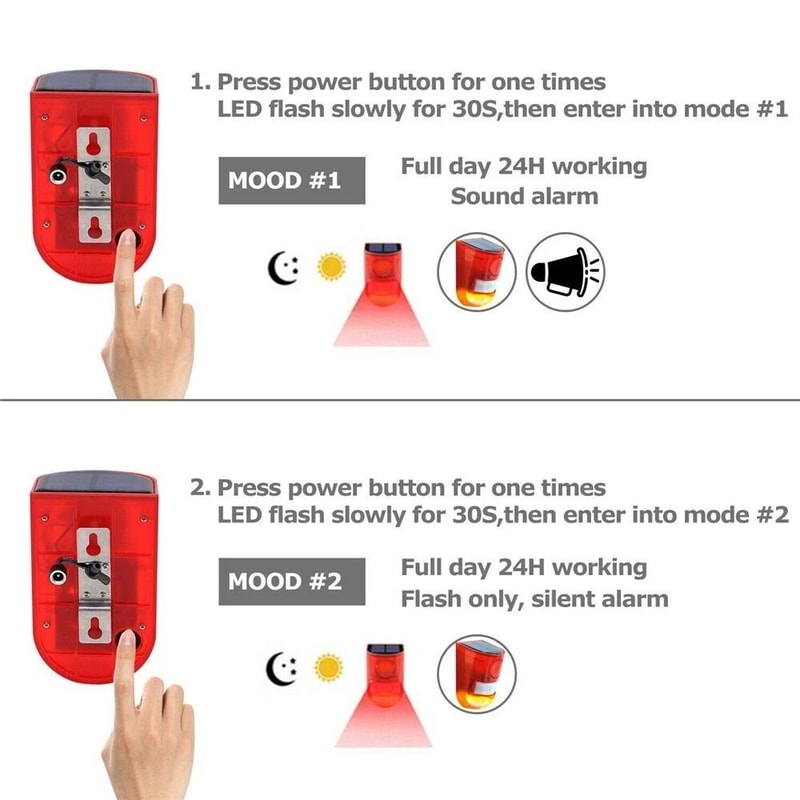 Solar Alarm LED Light Wireless Motion Sensor With Solar Strobe Light For Outdoor Security 2