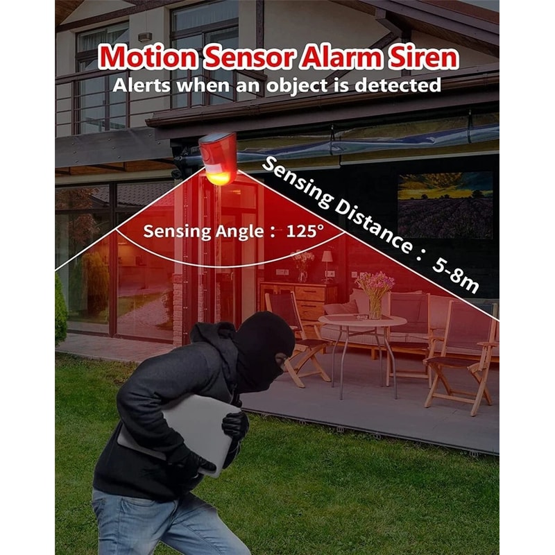 Solar Alarm LED Light Wireless Motion Sensor With Solar Strobe Light For Outdoor Security 3