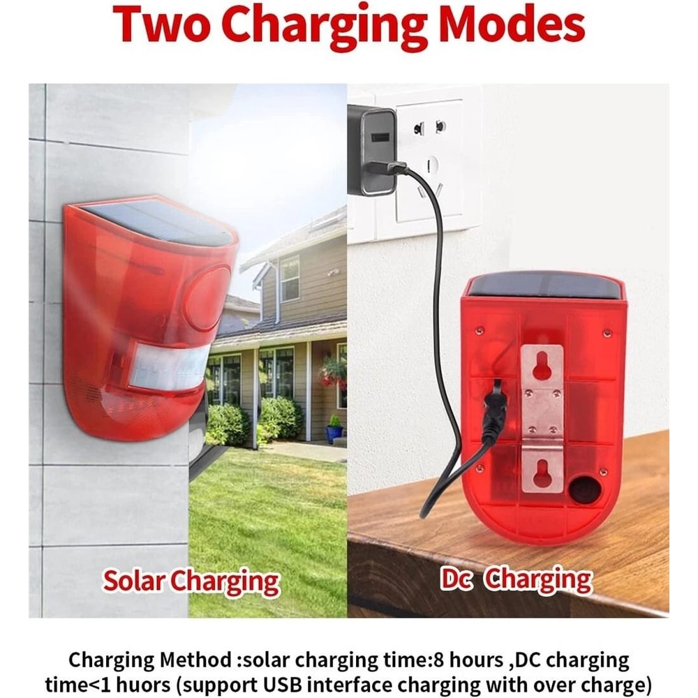 Solar Alarm LED Light Wireless Motion Sensor With Solar Strobe Light For Outdoor Security 6