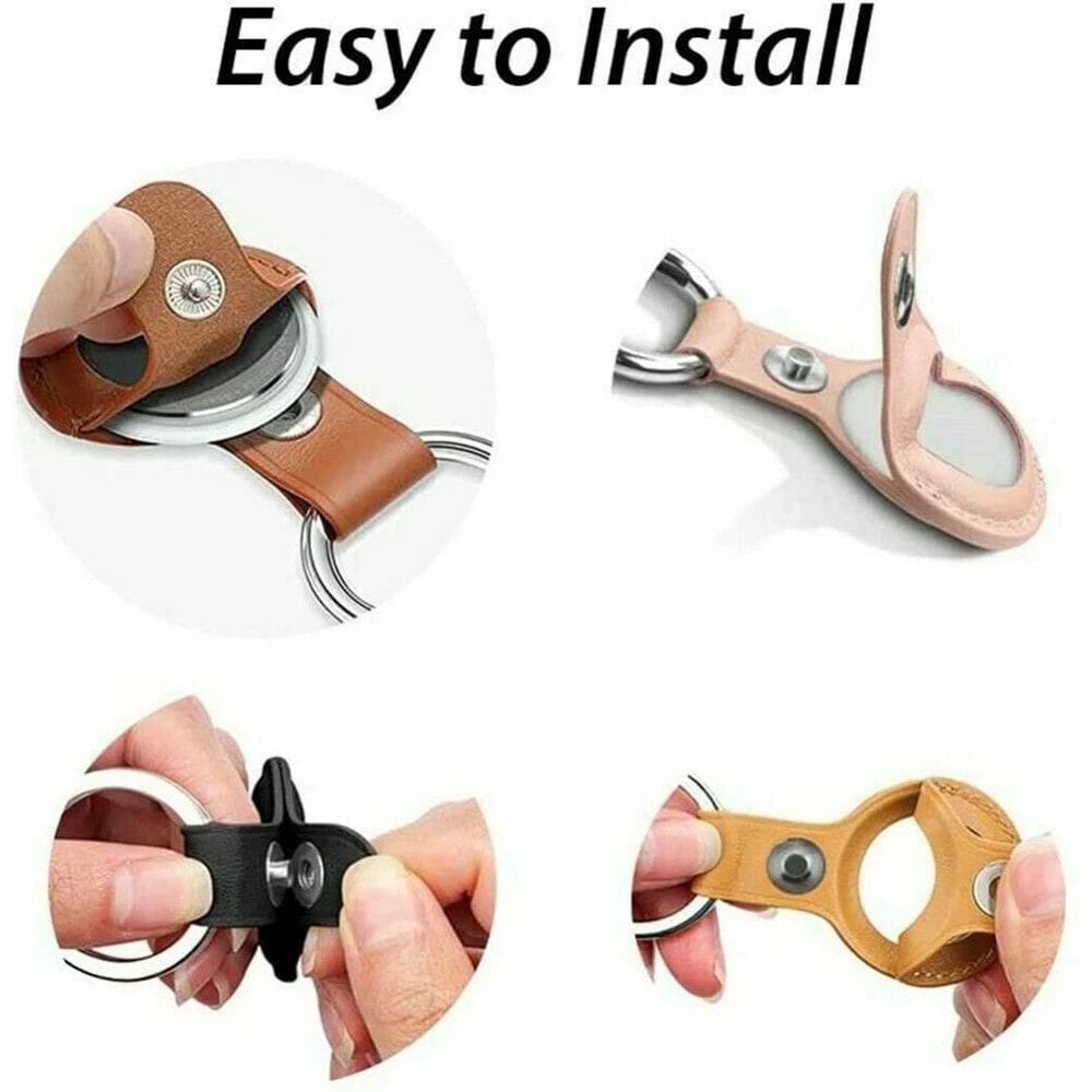 AirTag Leather Case Holder Keychain Sleeve Premium PU Leather Durable Protection Compatible With Ap 2