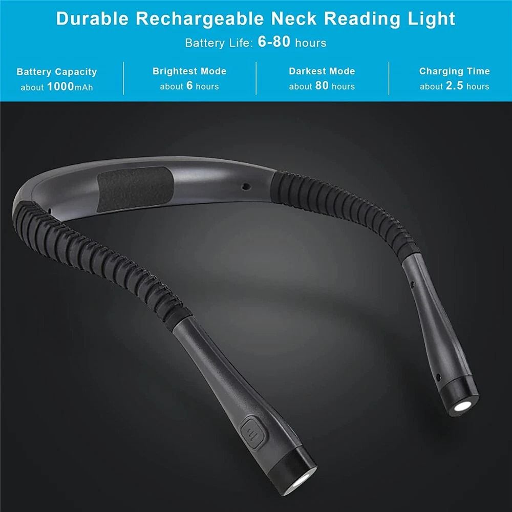 USB Rechargeable LED Neck Light Book Light For Reading In Bed Crafting Camping 4