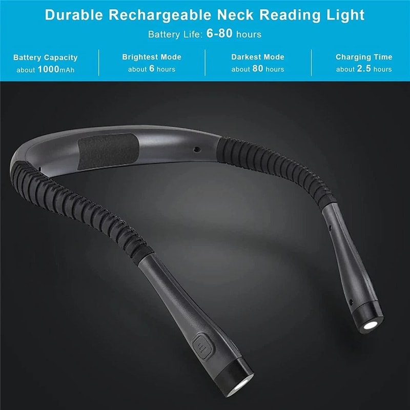 USB Rechargeable LED Neck Light Book Light For Reading In Bed Crafting Camping 4