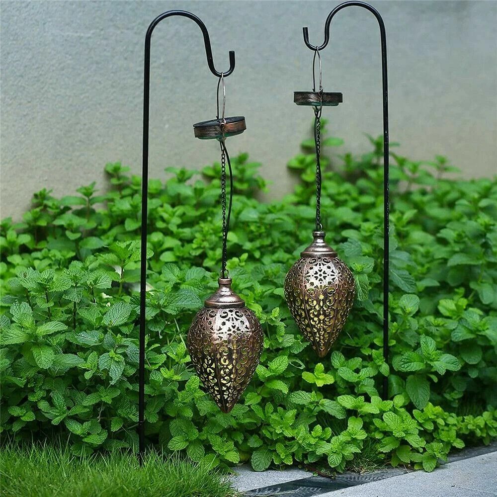 Solar Powered LED Hanging Lantern Light Metal Garden Yard Decor Lamp Rechargeable And Energy Effici 1