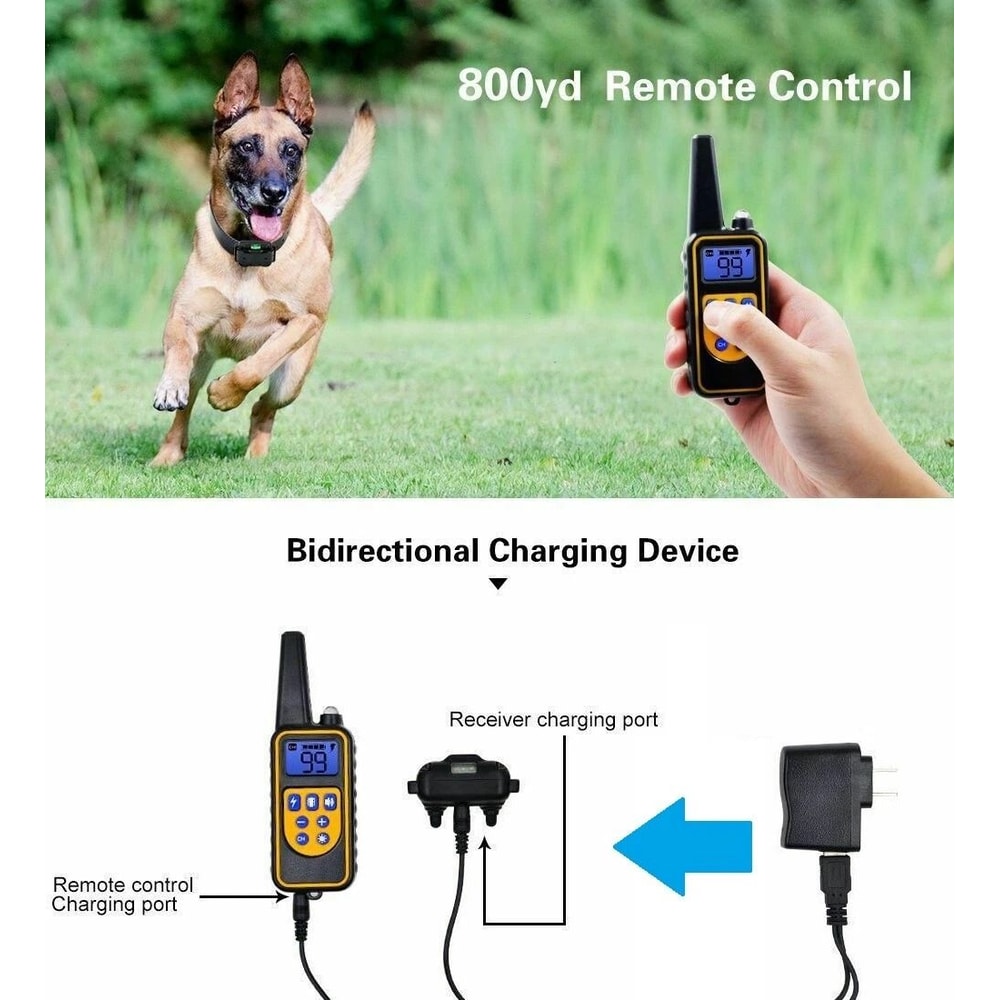 Rechargeable Dog Shock Training Collar With Remote Waterproof Yards Range 3