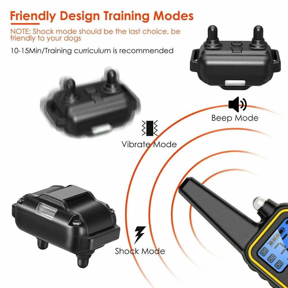 Rechargeable Dog Shock Training Collar With Remote Waterproof Yards Range 4