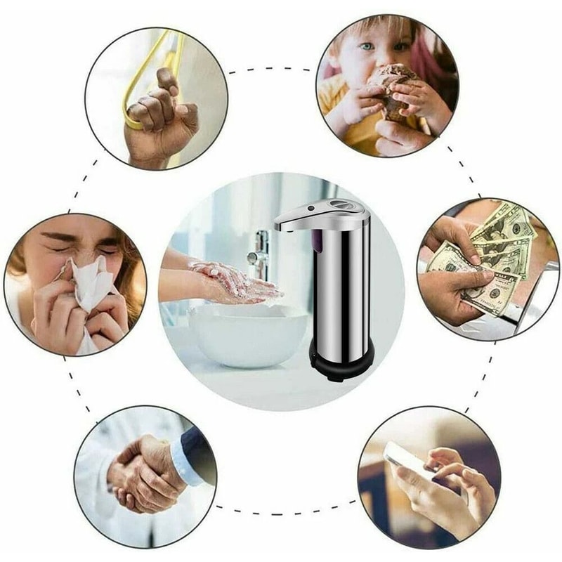 Stainless Steel Automatic Touchless Soap Dispenser Hands Free Kitchen Bathroom Sensor Pump 2