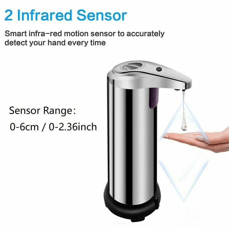 Stainless Steel Automatic Touchless Soap Dispenser Hands Free Kitchen Bathroom Sensor Pump 5