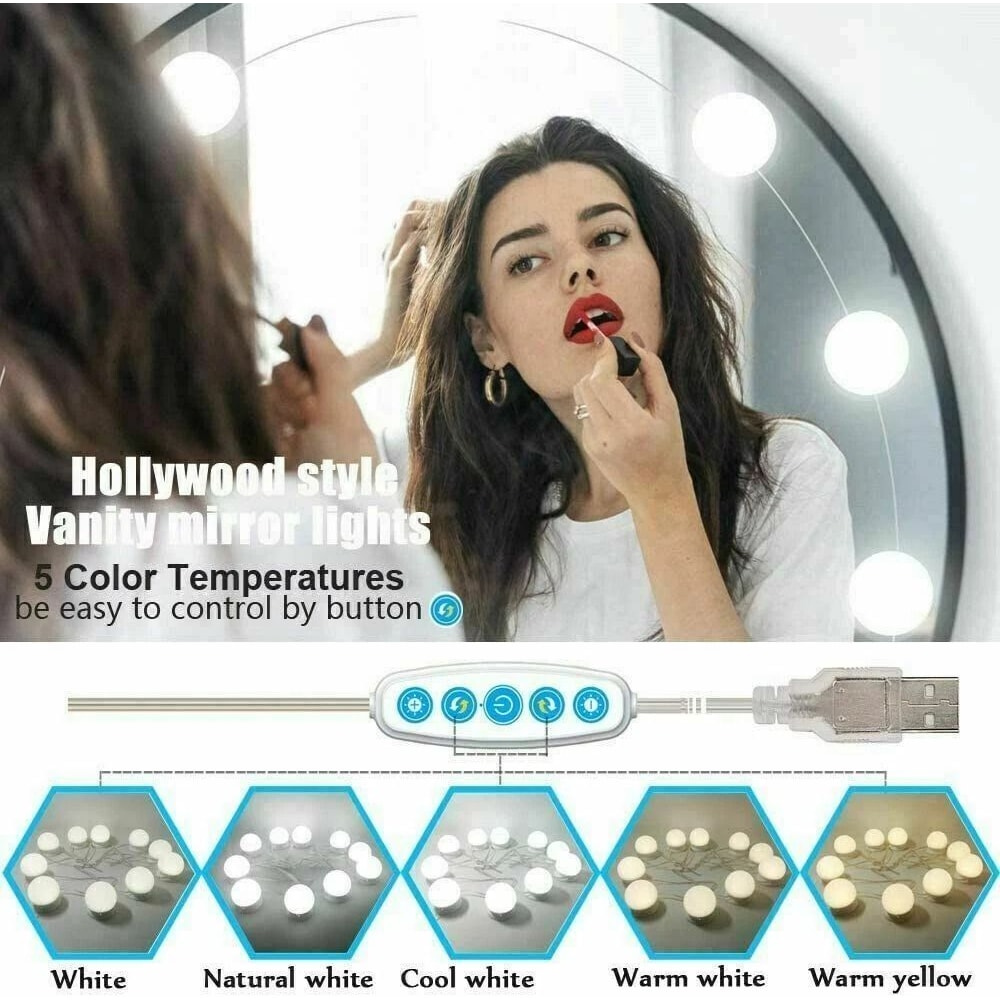 Hollywood Style Makeup Mirror Light Kit Dimmable LED Bulbs For Vanity Perfect For Beauty And Groomi 4