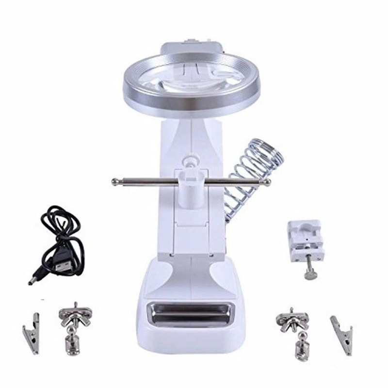 Third Hand Soldering Iron Stand Holder With Magnifier Helping Station Tool For Precision Work 8