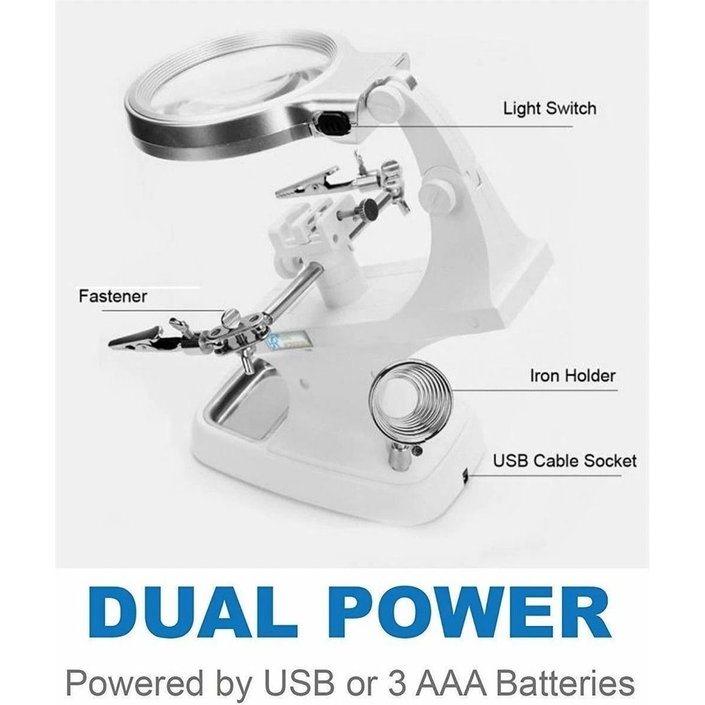 Third Hand Soldering Iron Stand Holder With Magnifier Helping Station Tool For Precision Work 7