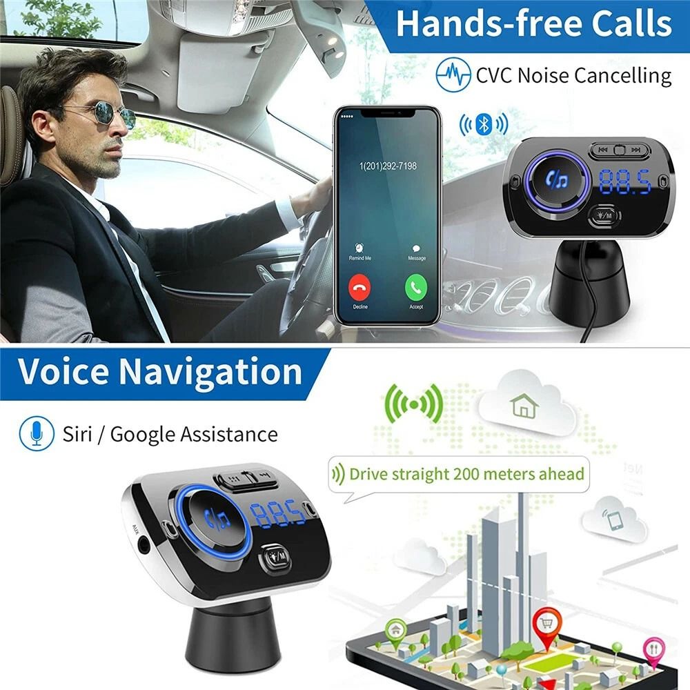 Handsfree Wireless Bluetooth FM Transmitter Car Kit With USB Charger And MP3 Player Function 4