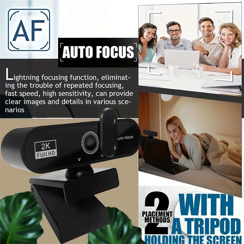 Webcam With Microphone And Ring Light Autofocus Pro Gaming Webcam For Streaming 4