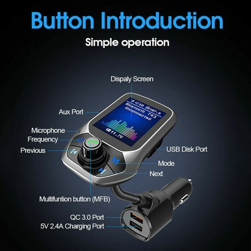 Bluetooth Car FM Transmitter With MP3 Player USB Charger Hands Free Radio Adapter Kit For Car Audi 7