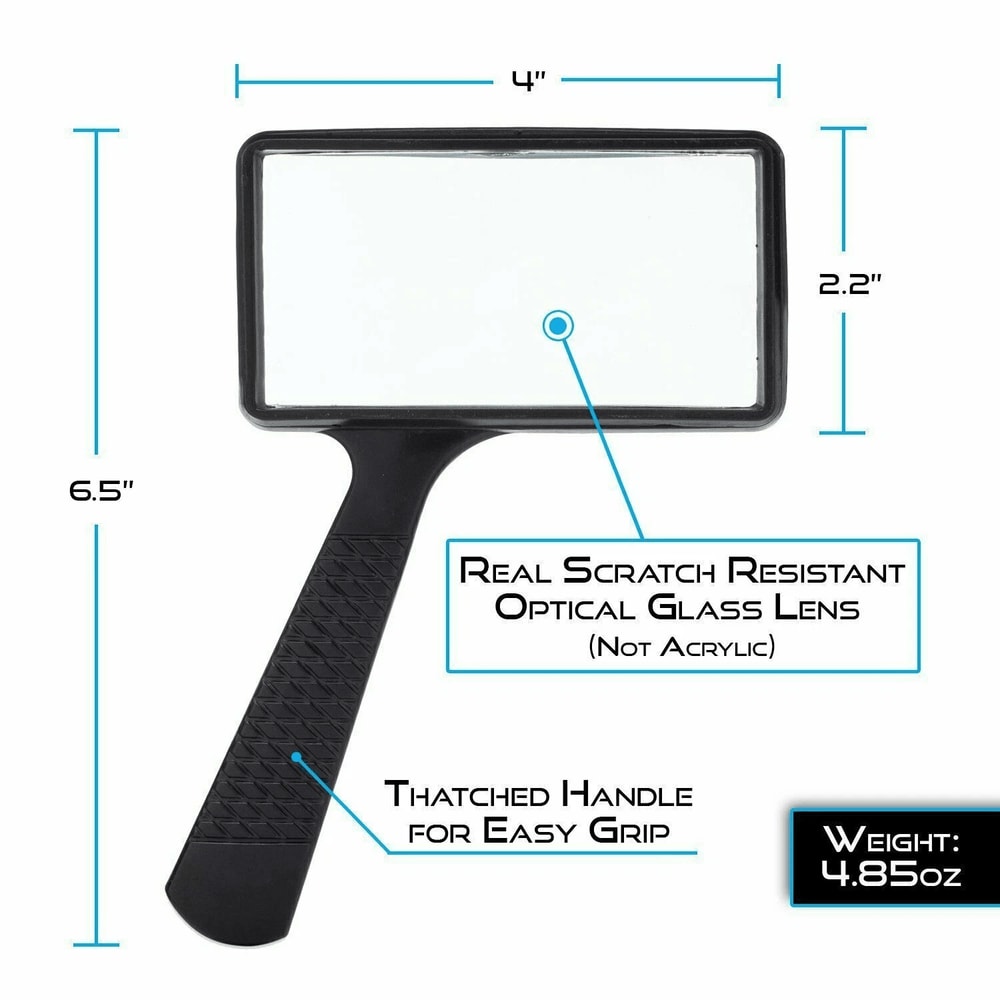 Handheld 3X Magnifier Loupe For Jewelry Reading Rectangular Magnifying Glass With Clear Vision 3