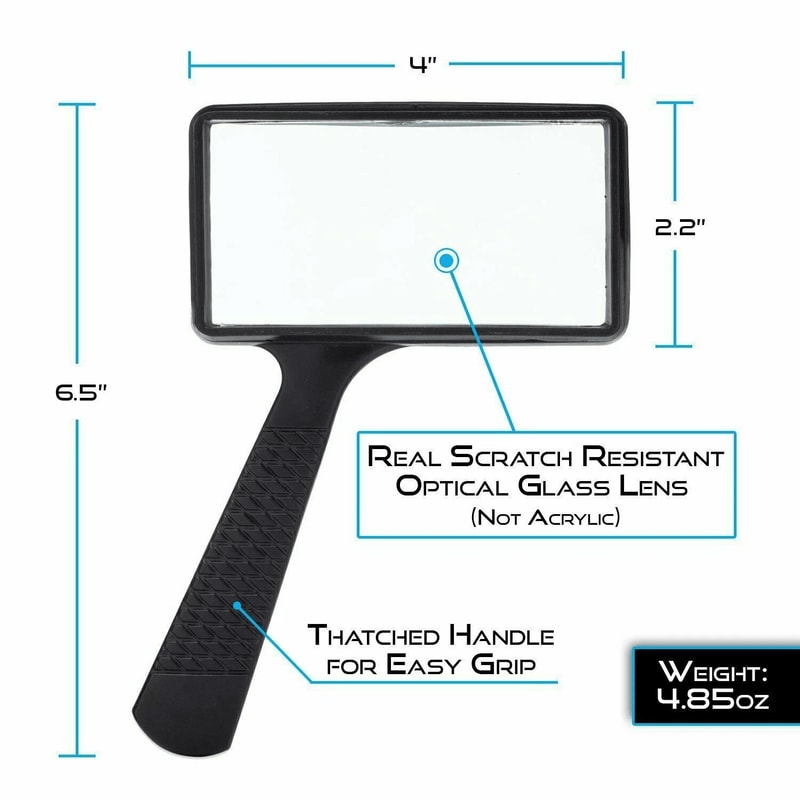 Handheld 3X Magnifier Loupe For Jewelry Reading Rectangular Magnifying Glass With Clear Vision 3