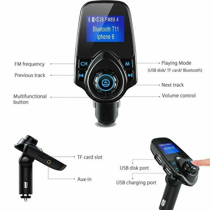 Bluetooth Car Kit MP3 Player FM Transmitter Wireless Radio Adapter USB Charger For Car Audio Hands 1