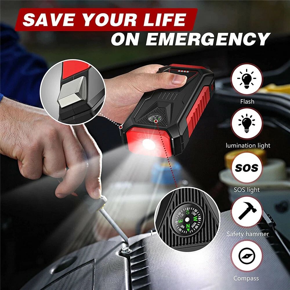Car Jump Starter Portable Power Bank HighmCapacity Jump Starter For Cars With USB Charging And LED 1