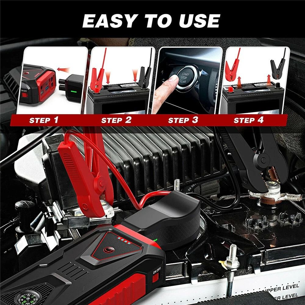 Car Jump Starter Portable Power Bank HighmCapacity Jump Starter For Cars With USB Charging And LED 2