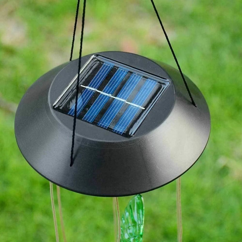 Color Changing LED Solar Powered Hummingbird Wind Chime Lights For Yard Garden 2