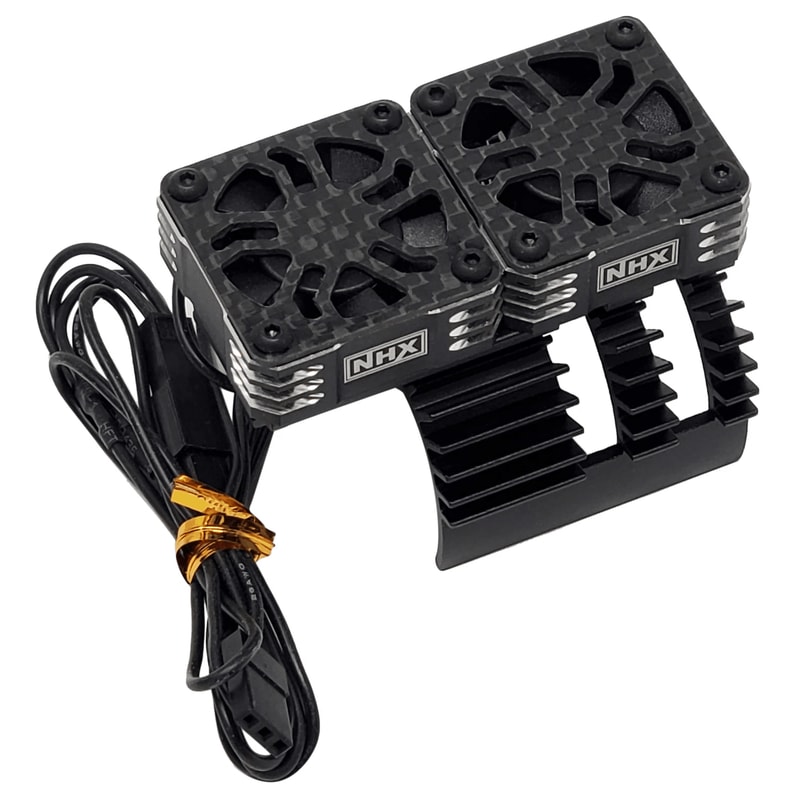 NHX RC 18 Twin Cyclone Cooling Fans With Cover RPM Motor Heatsink For RC Vehicles 4
