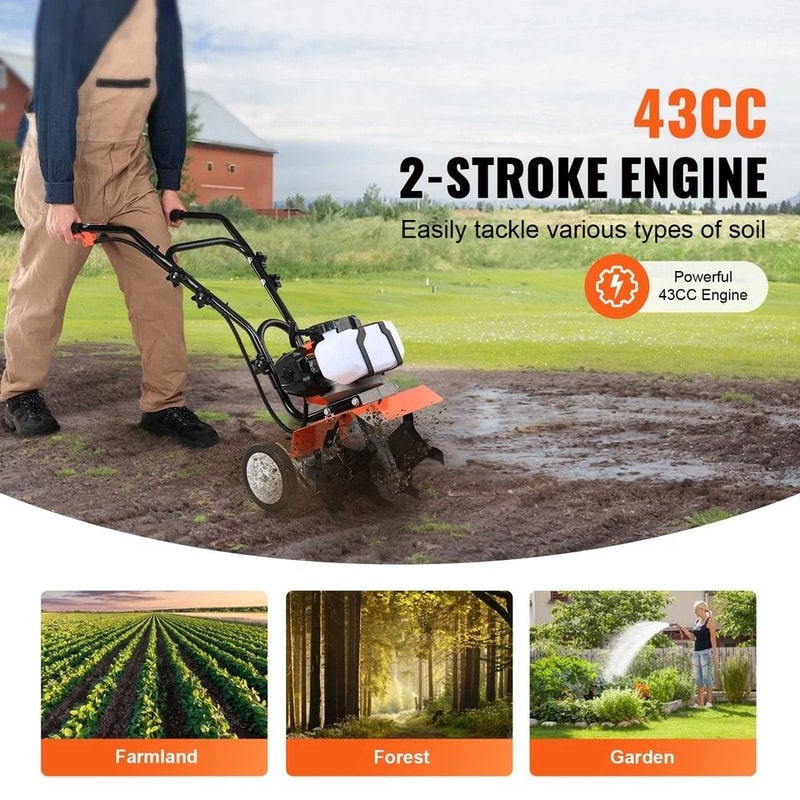Gas Powered Tiller Cultivator 2 Stroke Garden Lawn Tool For Efficient Soil Tilling 9