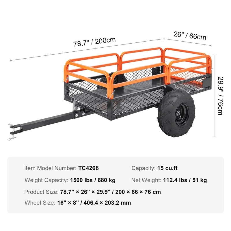Heavy Duty Dump Trailer Tow Behind Cart Capacity Steel Construction For Tough Outdoor Tasks 5