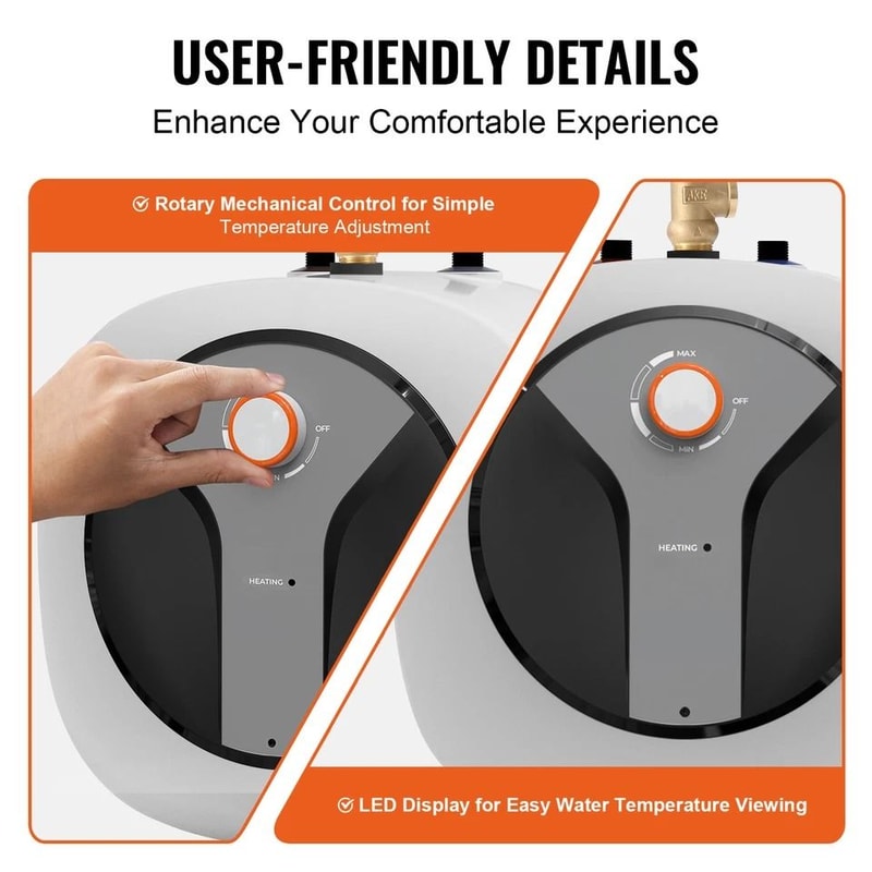 Electric MiniTank Water Heater Compact Storage For Shower Instant Hot Water 6