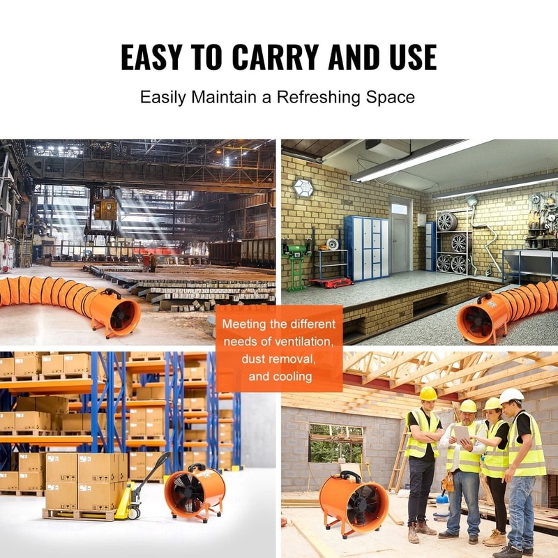 Portable Extractor Fan Blower With Duct Hose High Velocity Ventilator For Industrial Use 5