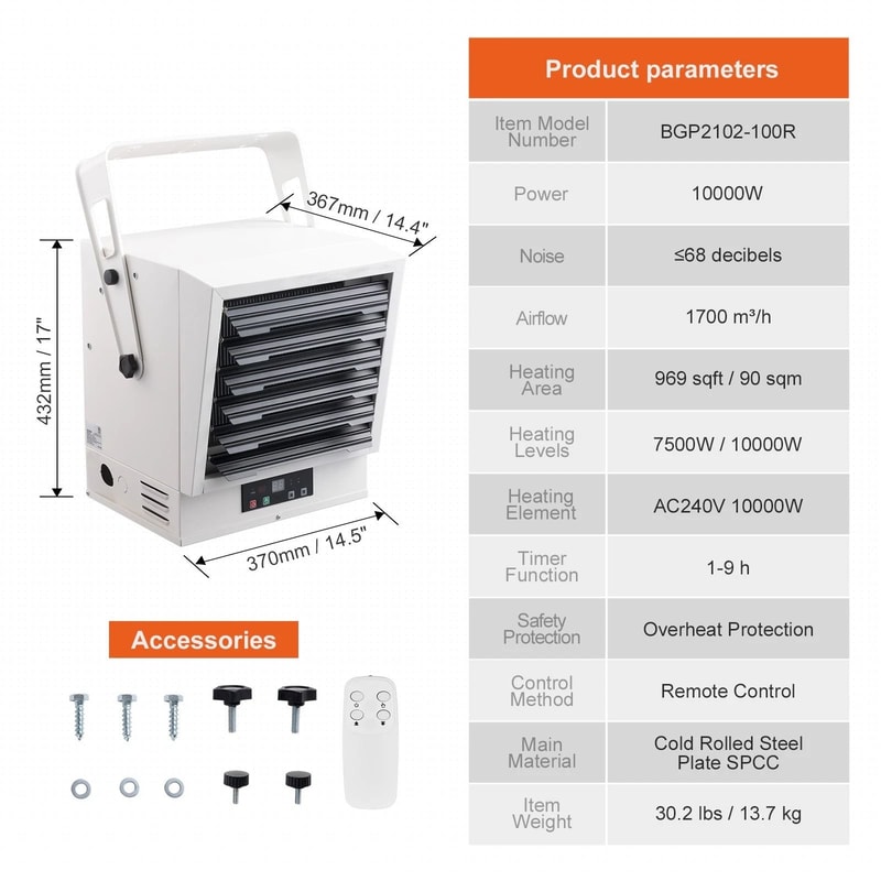 Electric Garage Heater Digital Ceiling Mount Heater With Remote Control 4