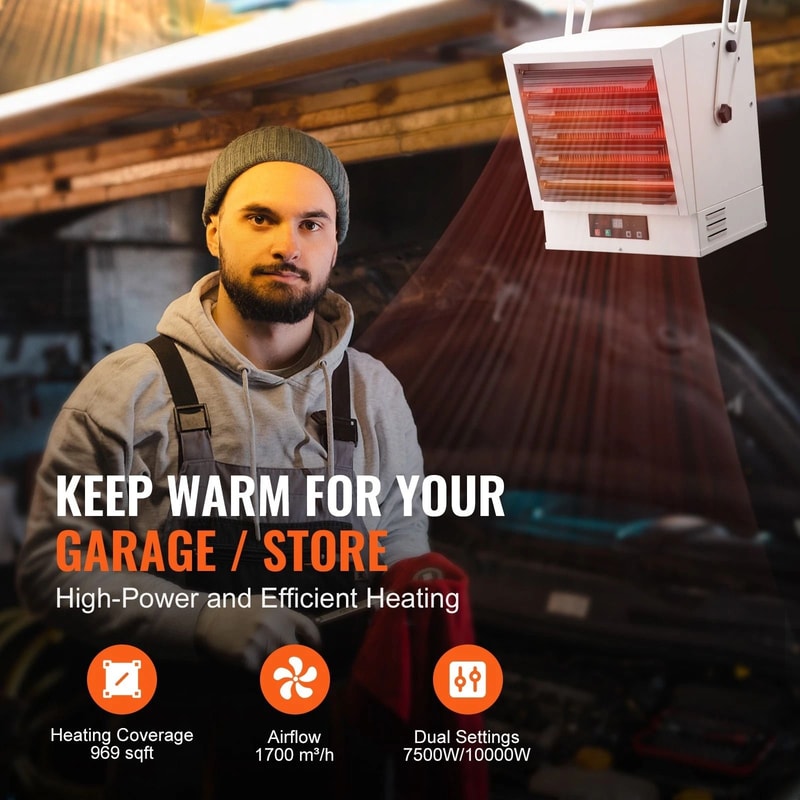 Electric Garage Heater Digital Ceiling Mount Heater With Remote Control 9