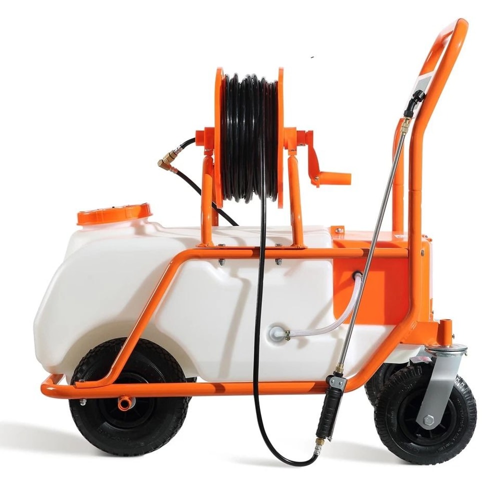 Battery Powered Lawn Sprayer Cart 15 Gallon Tank With Wheels Adjustable Ideal For Lawn Care Garden 2