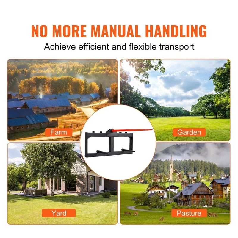 Spear Skid Steer Tractor Attachment Heavy Duty Bale Handling Tool 4