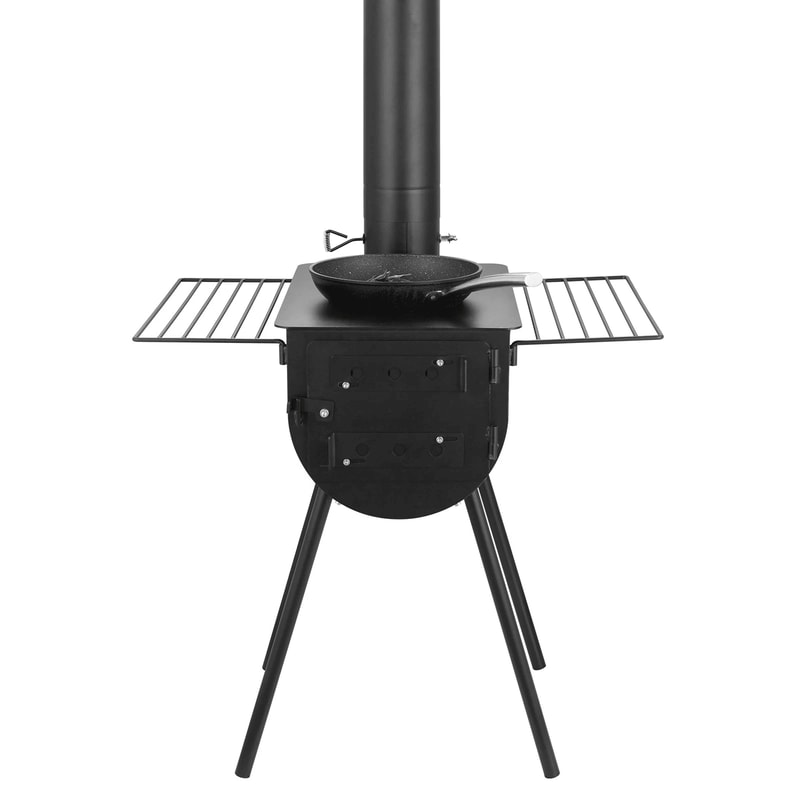 Portable Wood Stove For Camping Outdoor BBQ Compact Tent Stove With Pipes For Hot Tent Cooking 1