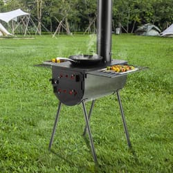 portable wood stove for camping & outdoor bbq compact tent stove with pipes for hot tent cooking