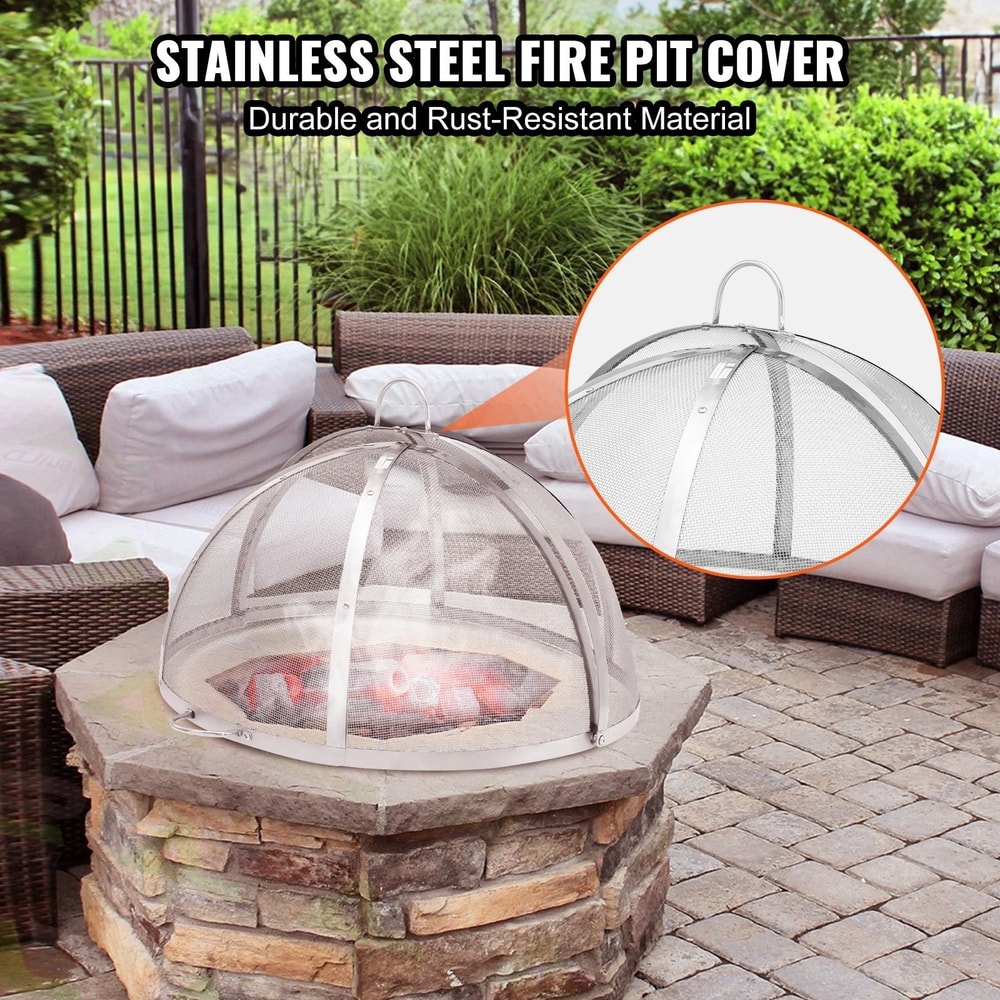 Stainless Steel Fire Pit Spark Screen Cover Durable Lid For Wood Burning Fire Pits 9