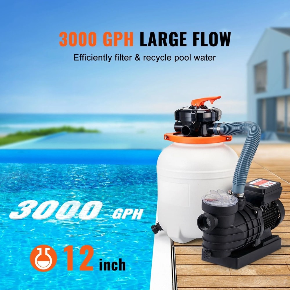 Sand Filter Pool Pump System With Motor Flow 6 Way Valve For Above Ground Pools 7