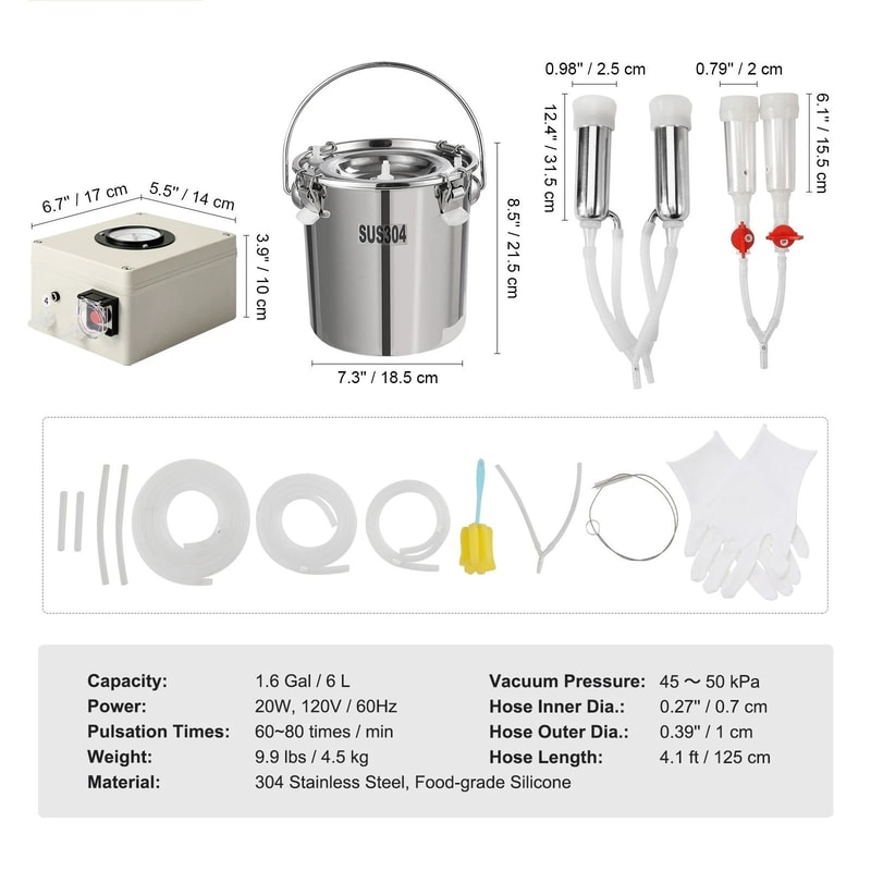 Goat Milking Machine Stainless Steel Milker With Bucket For Cows And Goats 8
