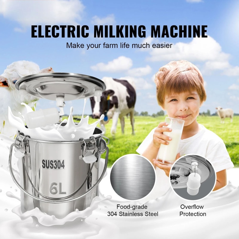 Goat Milking Machine Stainless Steel Milker With Bucket For Cows And Goats 5