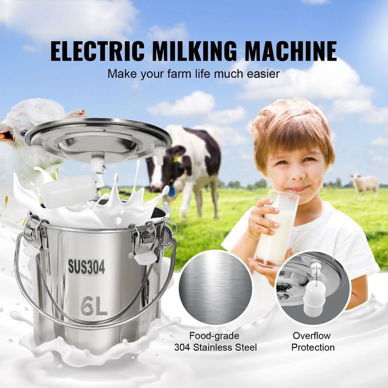 Goat Milking Machine Stainless Steel Milker With Bucket For Cows And Goats 5