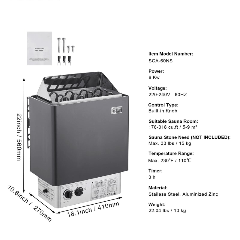 Stainless Steel Sauna Heater With Internal Controls For Wet And Dry Use 4