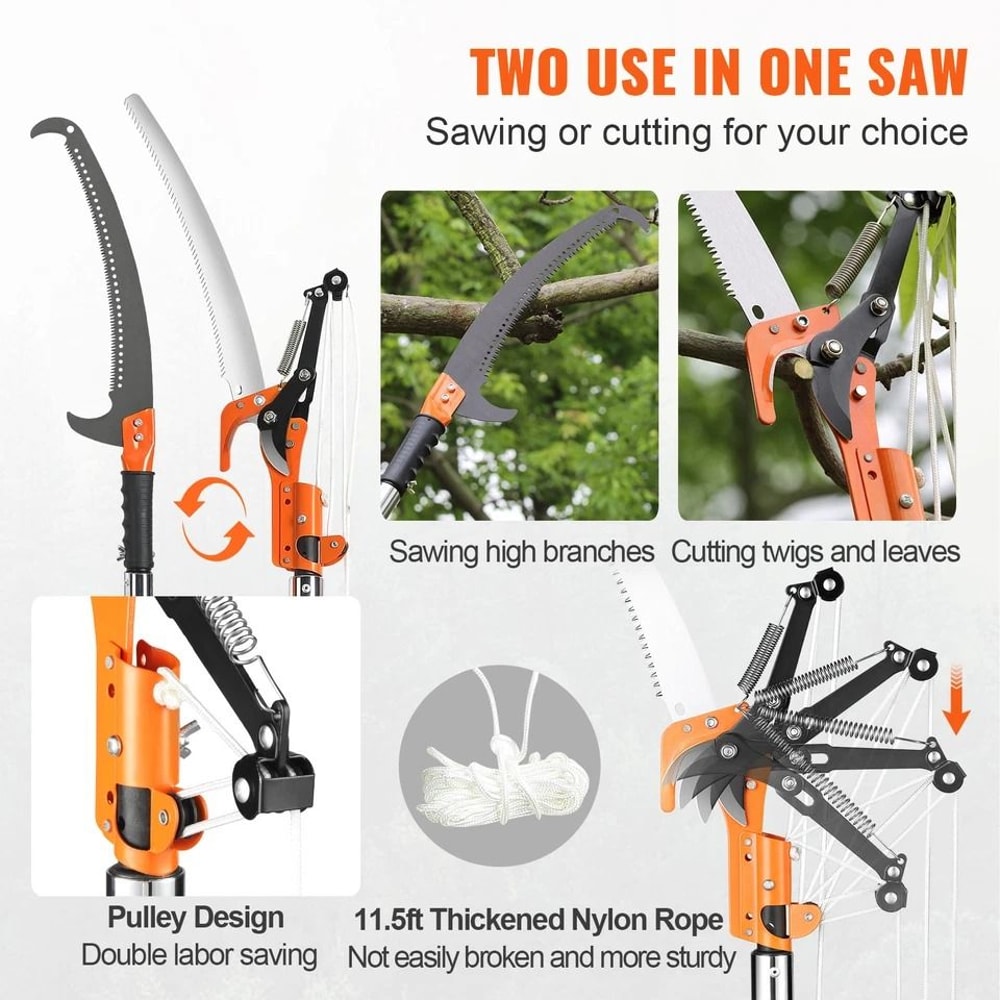 Extendable Manual Pole Saw Tree Pruner Fiberglass Scissors For Tree Trimming 6