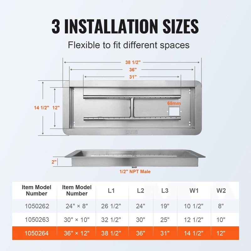 Drop In Fire Pit Pan With H Shape Burner Kit BTU For Outdoor Heating 8