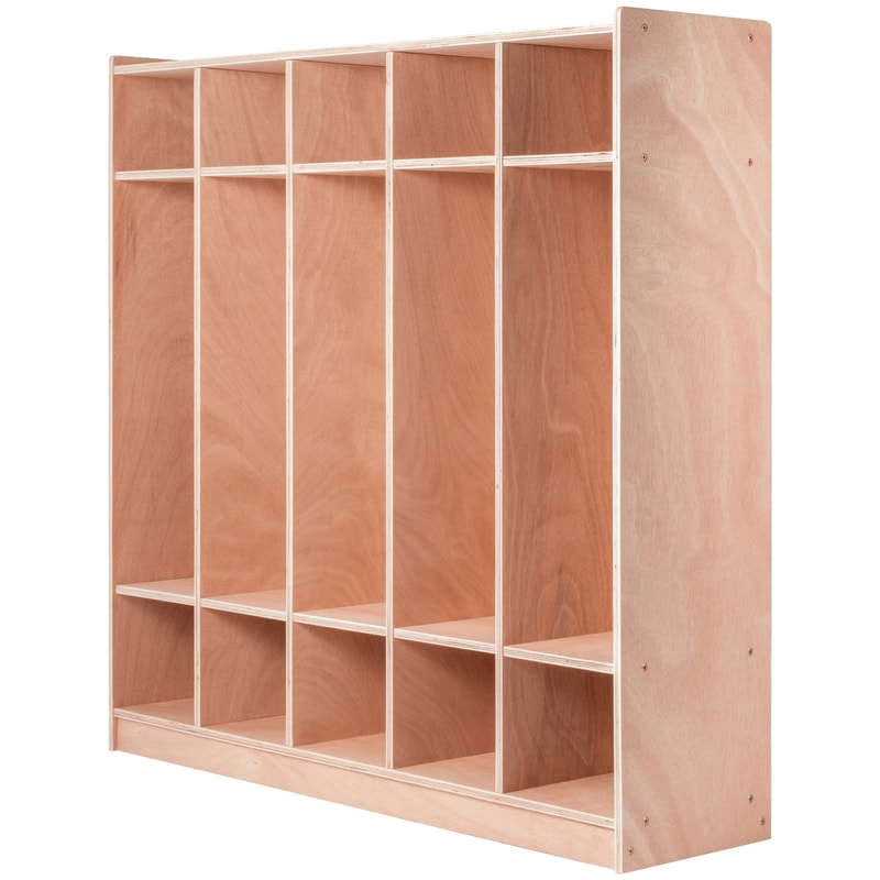 Premium 5 Section Daycare Cubby Coat Rack And Kids Storage Organizer With Hooks Bins 8