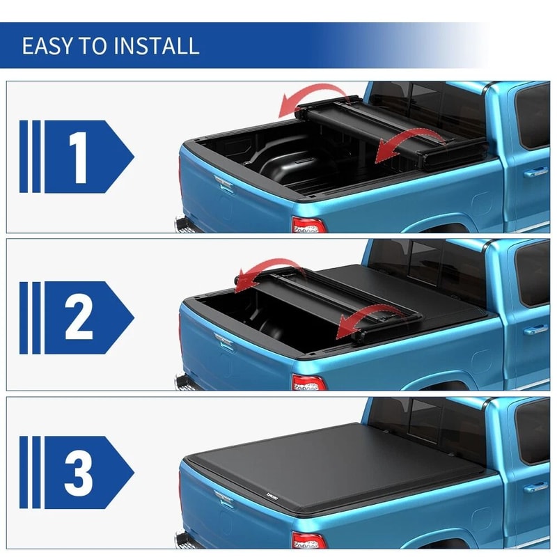 Tri Fold Tonneau Cover For Chevy Silverado GMC Sierra Truck Bed 3