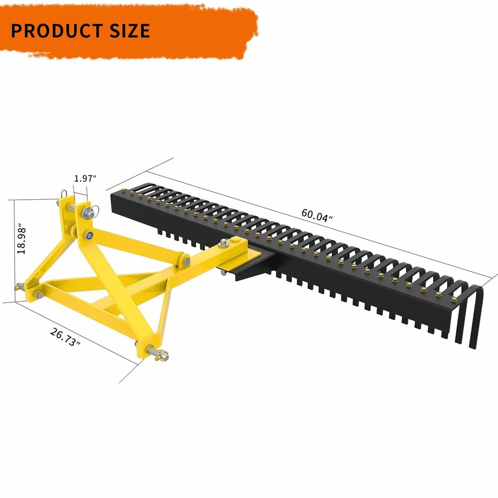 3 Point Landscape Rock Rake For Tractor Attachment Perfect For Soil Gravel Lawn Care 4