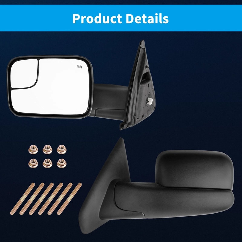 Pair Power Heated Tow Mirrors For Dodge Ram 1