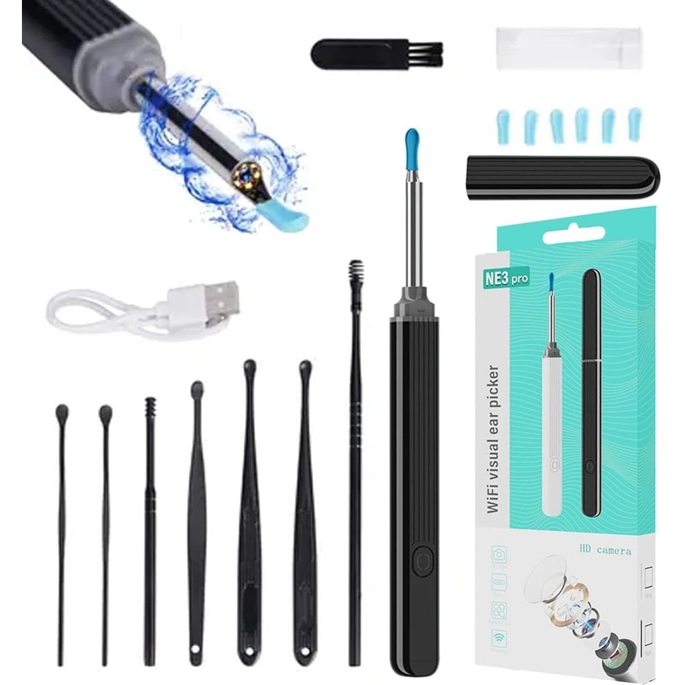 NEW LED Ear Wax Cleaner With Camera Light Removal Kit Black 0