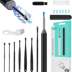 new led ear wax cleaner with camera, light & removal kit black