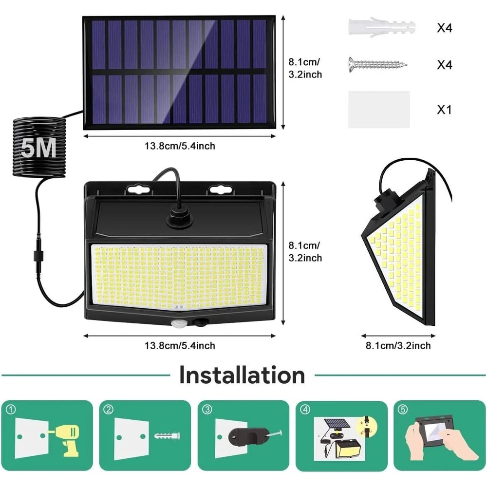 Waterproof LED Solar Motion Sensor Light For Garden Wall With PIR Technology 2